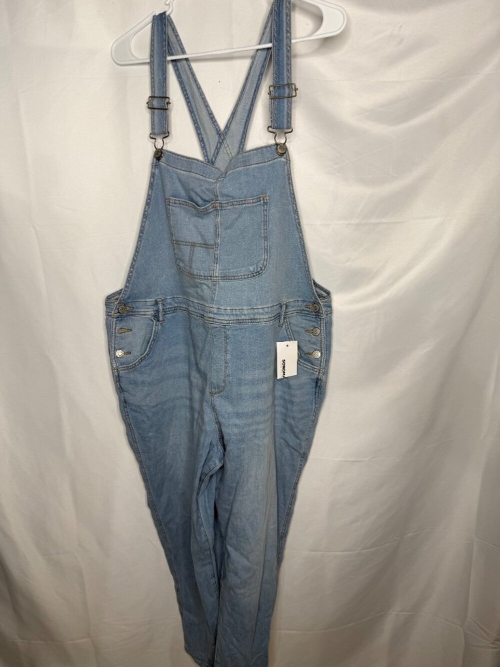 Womens Light Wash Denim Overalls XXL Front Pocket Adjustable Straps Sonoma New